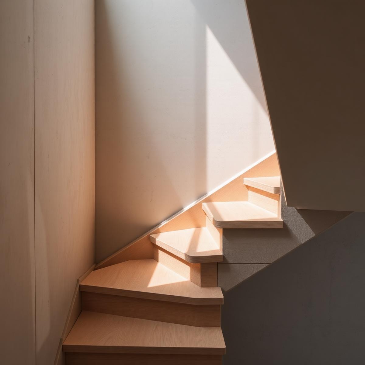 Detalle de escalera arquitectónica en madera